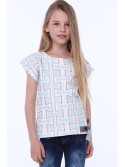 Girls\' blouse with patterns and a bow NDZ8296 - Online store - Boutique